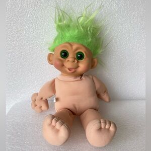 Vintage 1992 Multi Toys Corp TROLL Doll Green Hair Green Eyes 12" Tall Toy